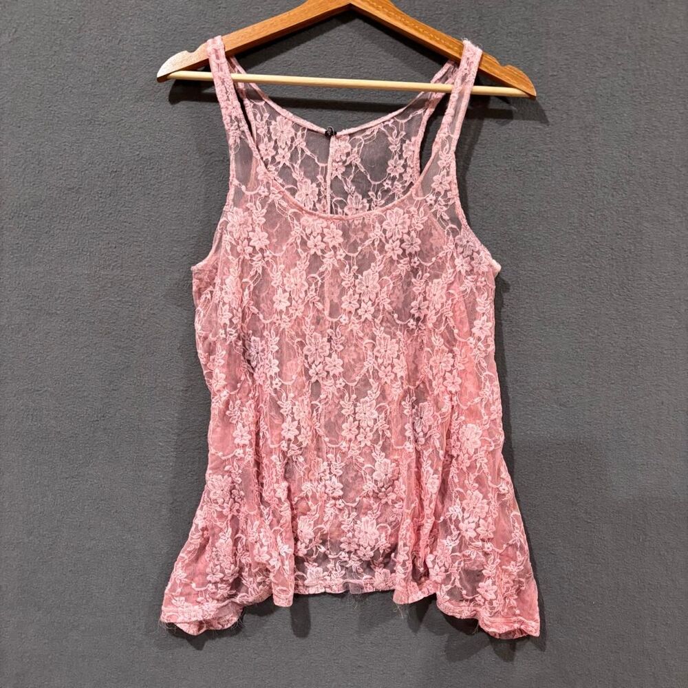 pink lace tank top